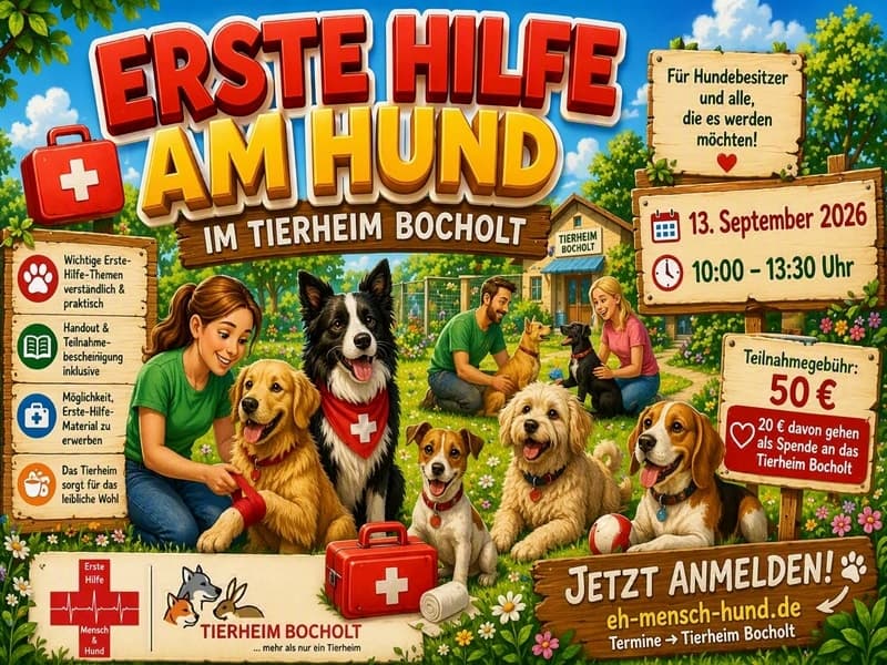 Auf Wunsch vieler Hundefreunde: Wiederholung des Erste-Hilfe-Kurses am 13. September